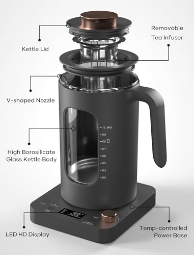 Intasting Glass Electric Tea Kettle 1 Liter for Tea and Coffee
| Intasting 1200W Glass Electric Kettle with Infuser and