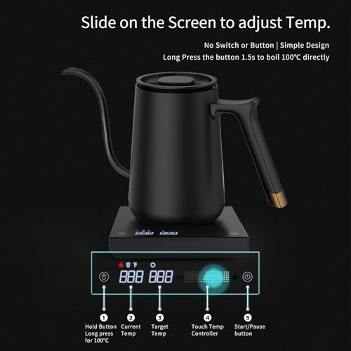 TIMEMORE Smart Electric Coffee Kettle for Coffee and Tea Variable Temperature Control Black  
TIMEMORE 600ML Gooseneck P