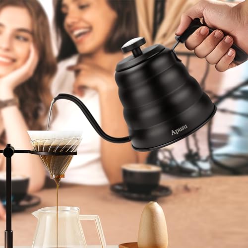 Black Stovetop Tea Kettle with Thermometer 40oz Pour Over Gooseneck
| 1200ml Black Gooseneck Tea Kettle with Thermomete